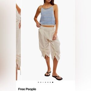 Blue Ruched Capri Pants